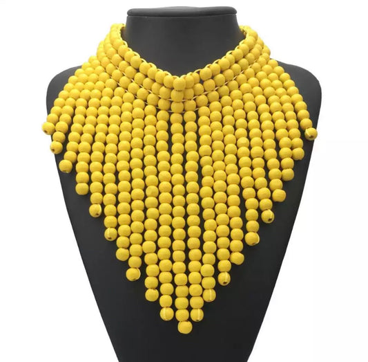 Yellow bead statement necklace