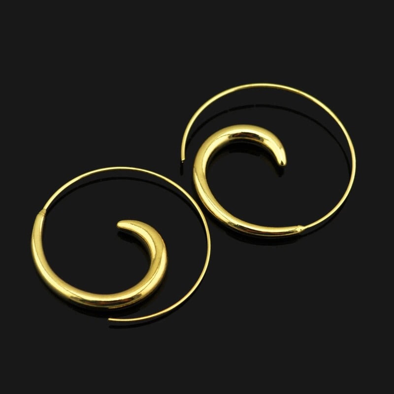 Thick spiral gold earrings