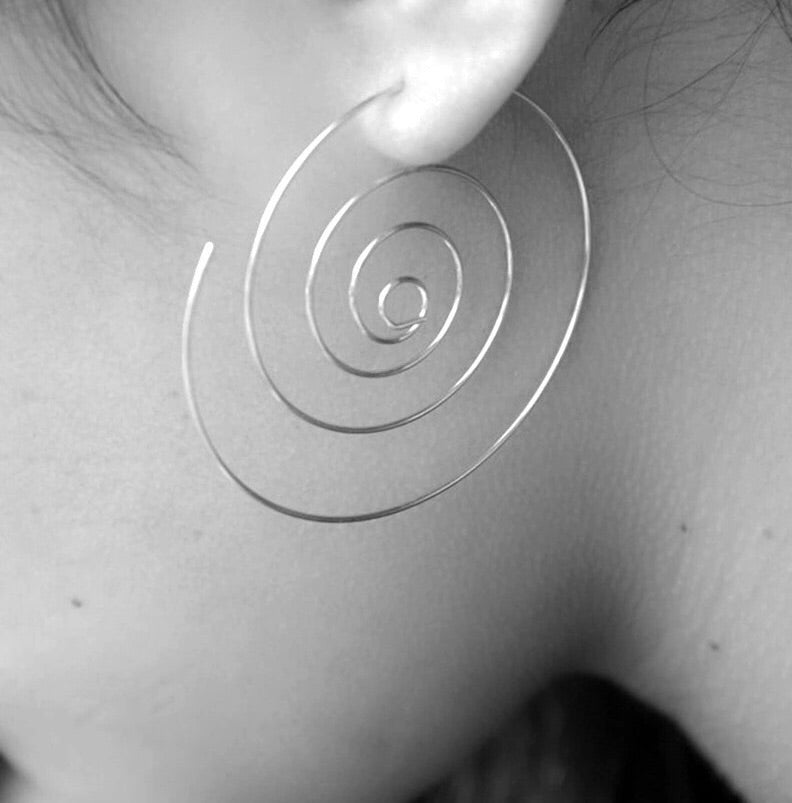 Thin spiral silver earrings