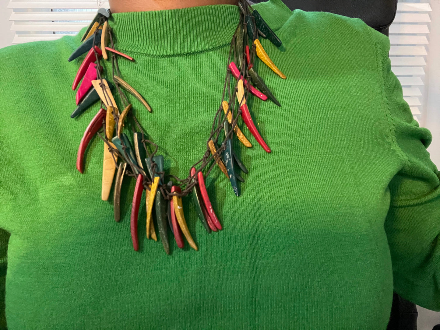 Coconut shell statement necklace