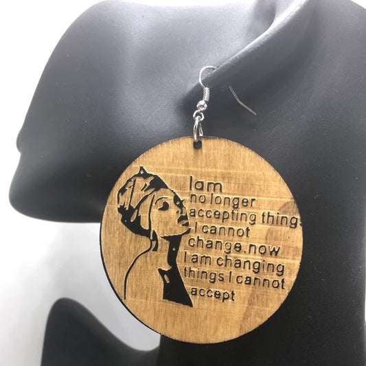 I am no longer accepting the things I can not change wooden earrings
