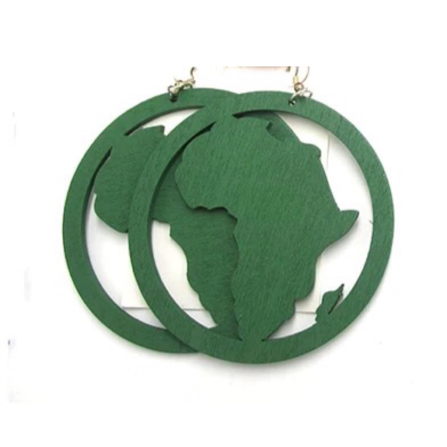 Large Wooden Africa earrings - Green