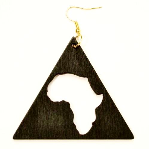 Wooden Triangle Africa Earrings- Black