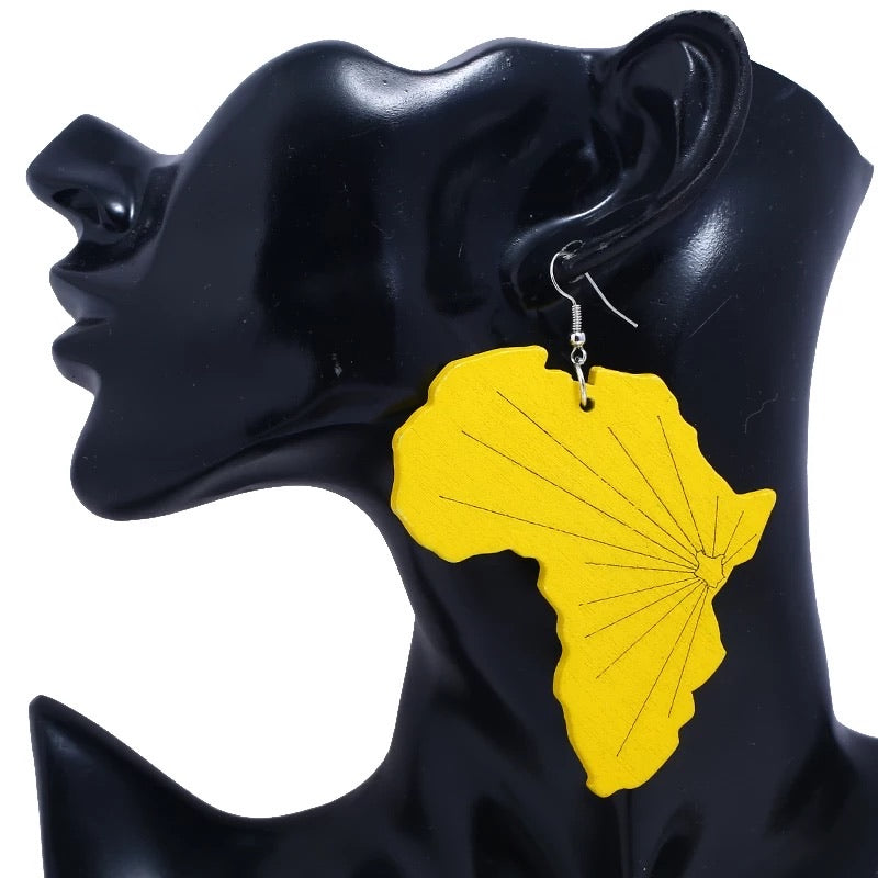 Large Yellow Africa Map - Earrings