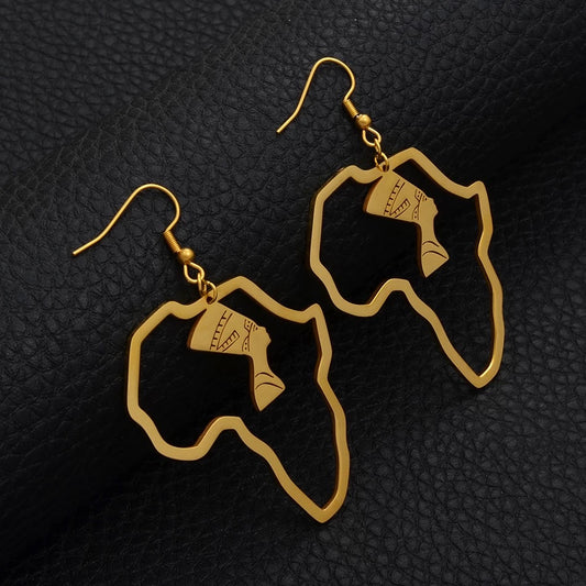 Queen Nefertiti Earrings African Map Earrings