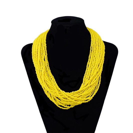 Yellow bead layered necklace
