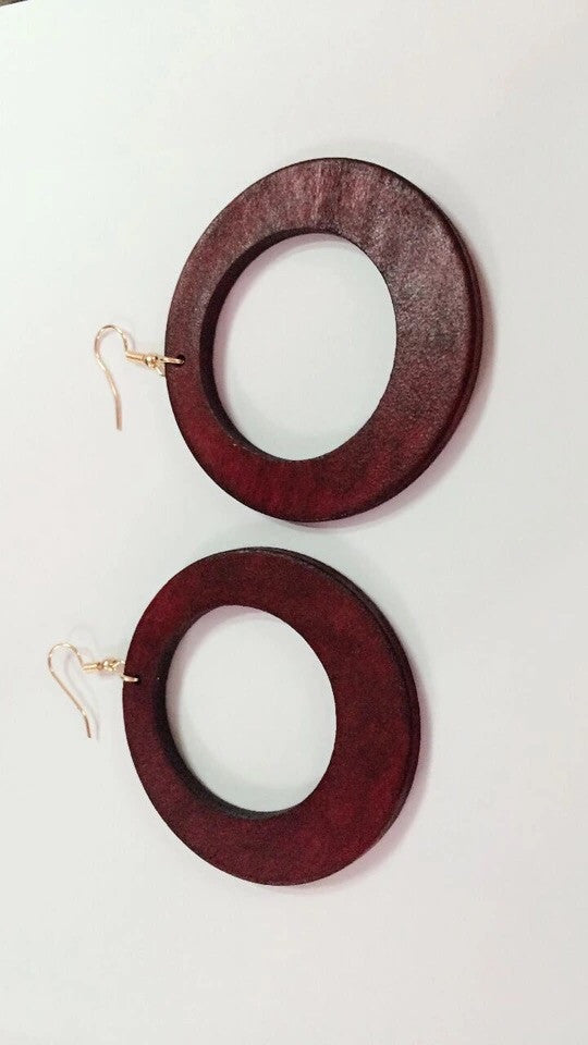Medium african red wood earrings