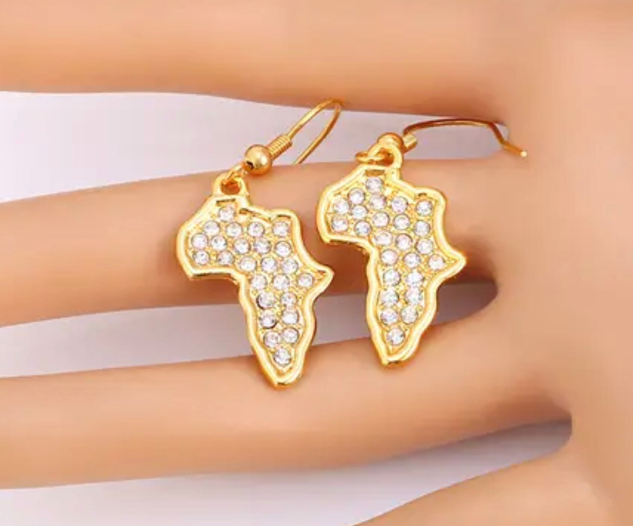 Africa Map rhinestone earrings