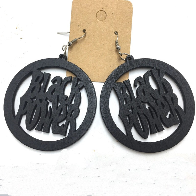 Black Power Circle Earrings