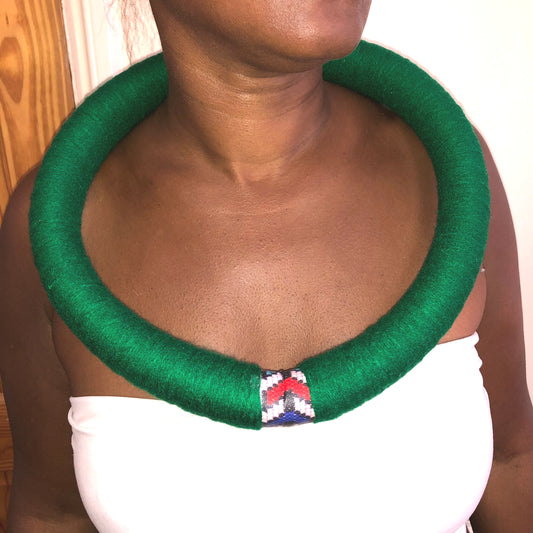 Green handmade circular - South African necklace