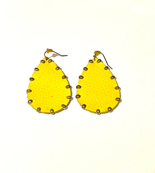 Leather Lightweight Yellow Earrings