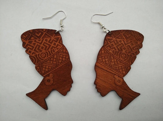 Queen Nefertiti  - Wood Earrings