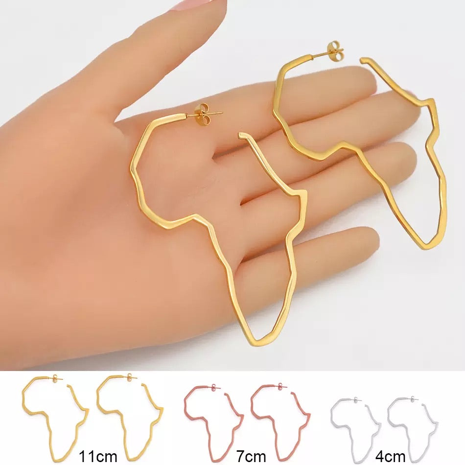 Large African Map Big Earrings Exaggerate - two sizes