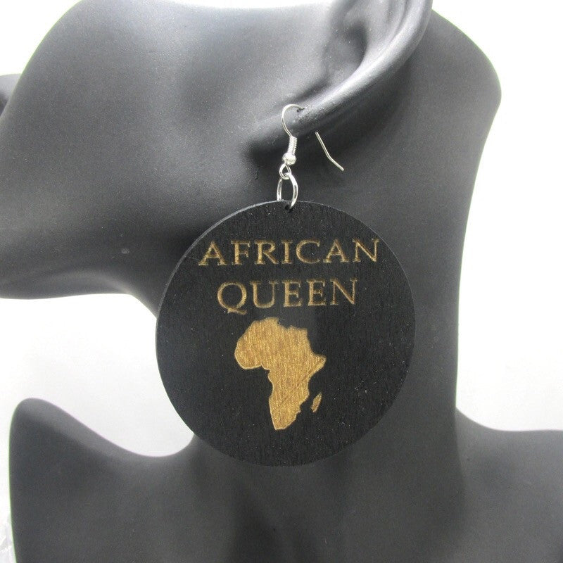African Queen wooden earrings