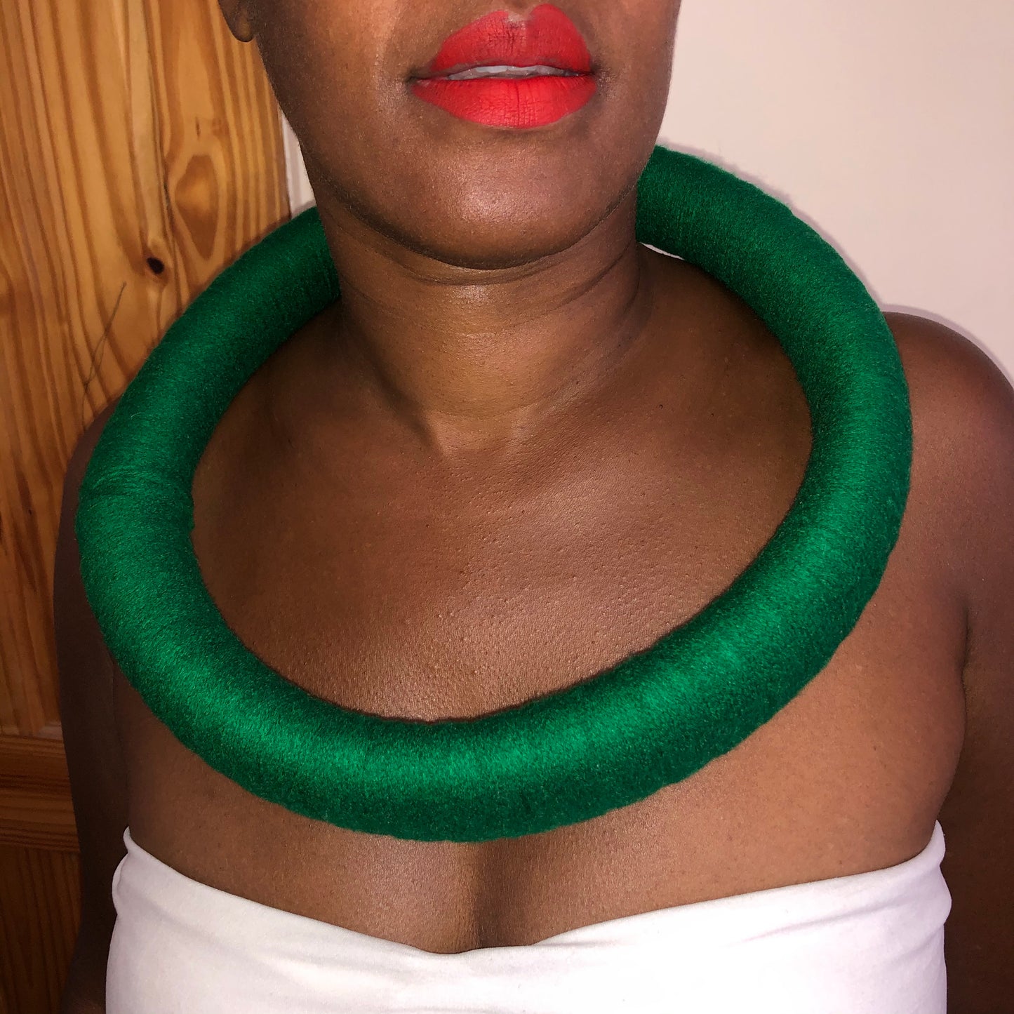 Green circular statement necklace - South African necklace