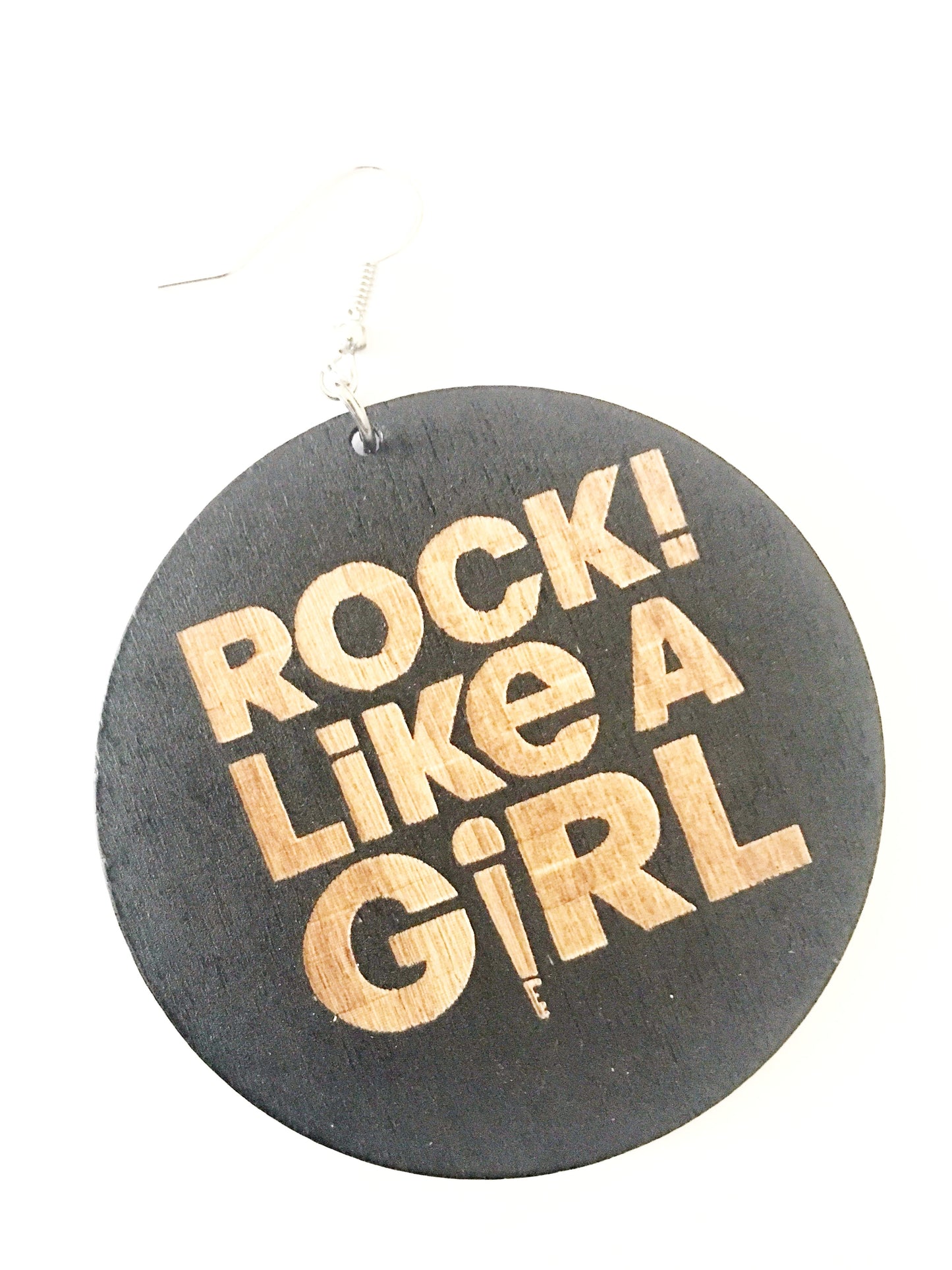 Rock like a girl - wooden earrings