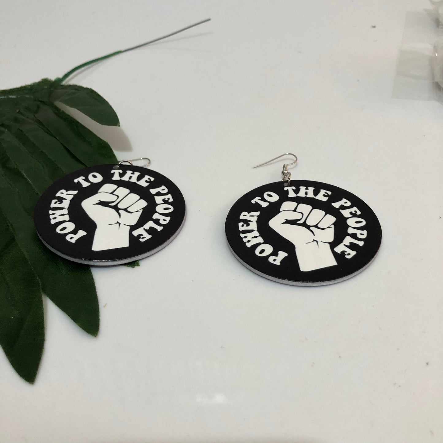No justice no peace - wooden earrings