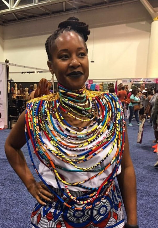 Layered kente armour style colourful necklace