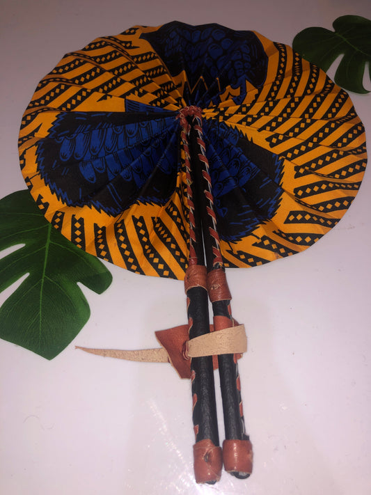 African Leather Folding Fan