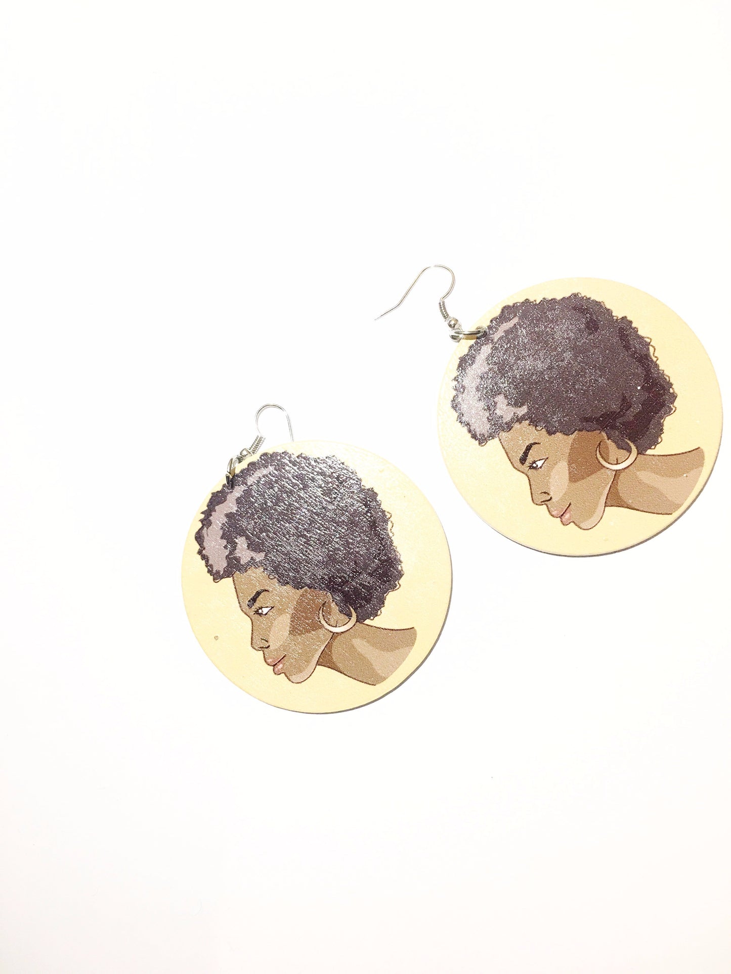 Circular African Female Head Earrings- Afro