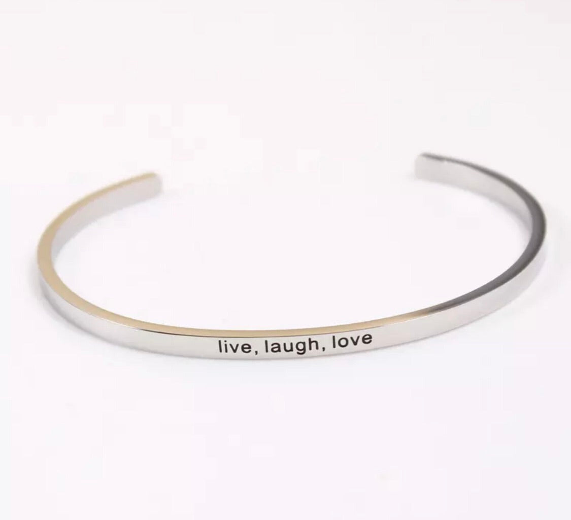 Live - Laugh - Love Engraved statement bracelet