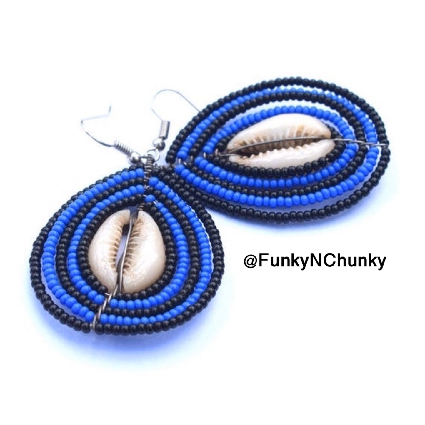 Handmade bead Kenyan cowrie statement earrings