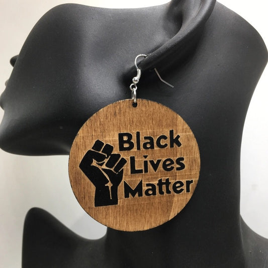 Black Lives Matter Wooden Earrings