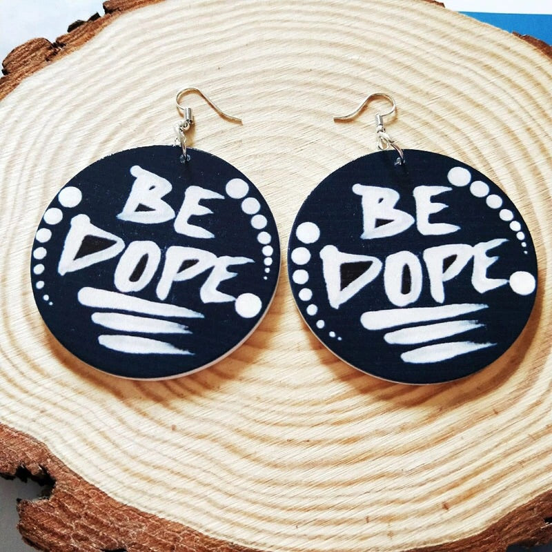 BE DOPE - Earrings Wooden African Statement