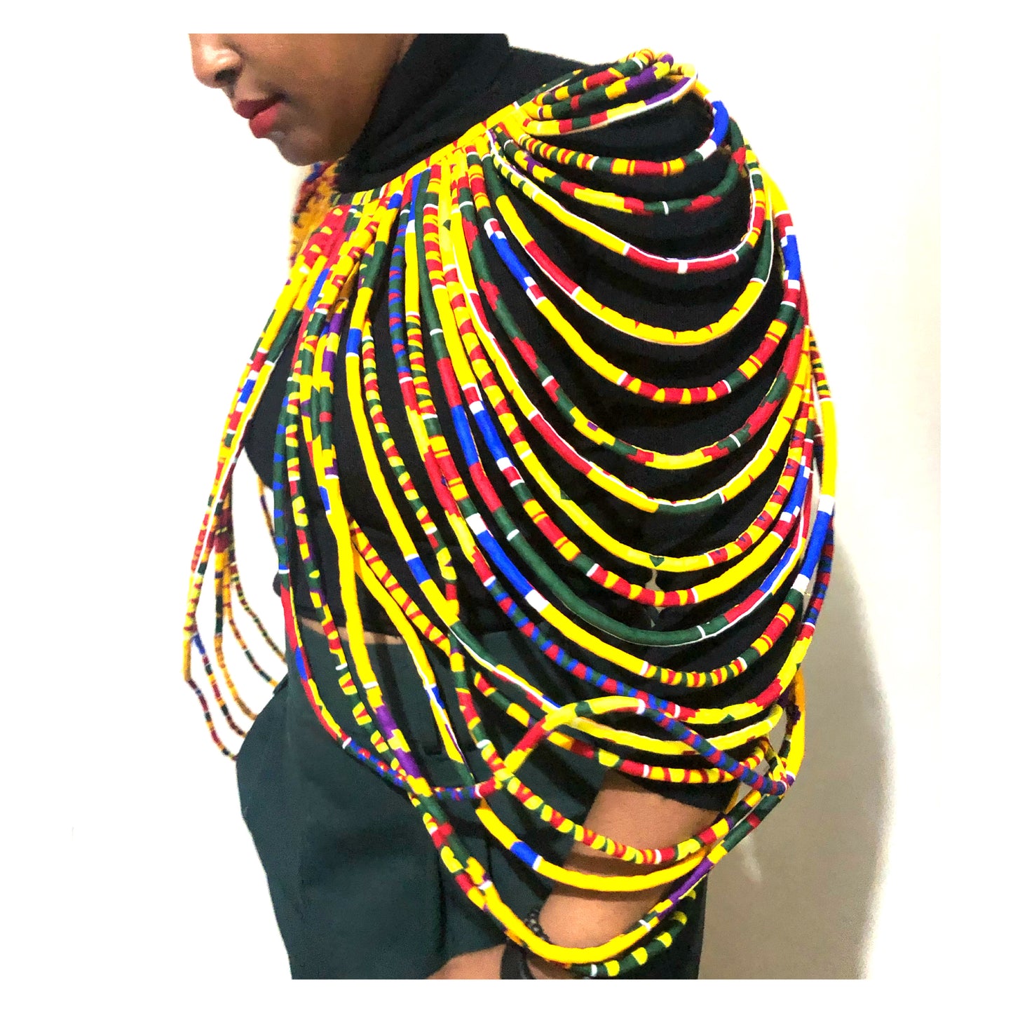 African Multi Strand - Handmade Cape Necklaces (kente print)
