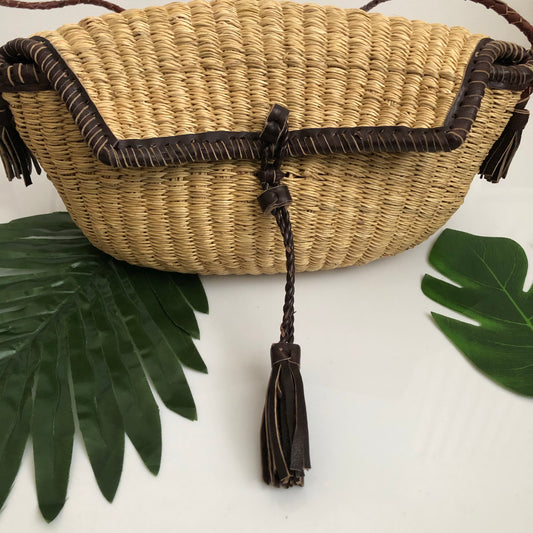 Tise 1 - Silk African Print+Rattan Bag – Theos & Tims