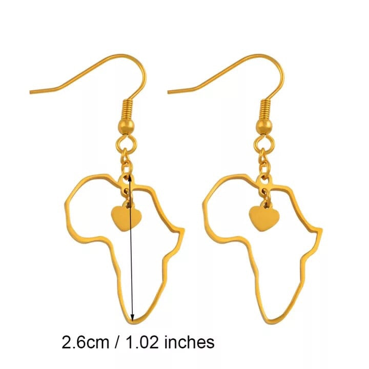 Gold - Africa heart shaped earrings