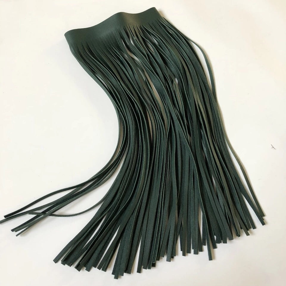 Dark Green Leather Collar Tassel Necklace