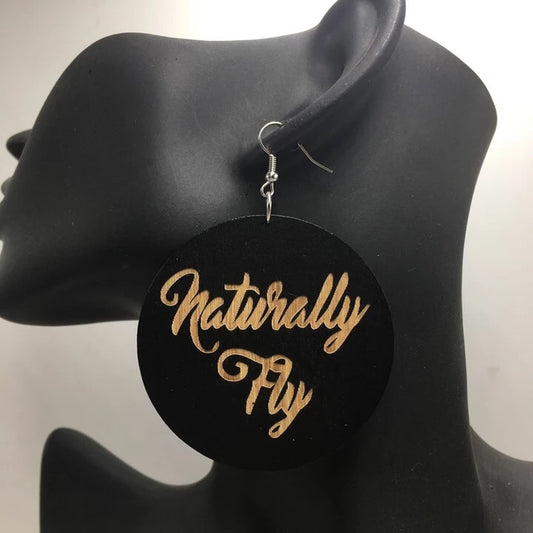 Naturally fly wooden earrings