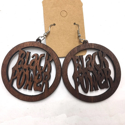 Black Power Circle Earrings