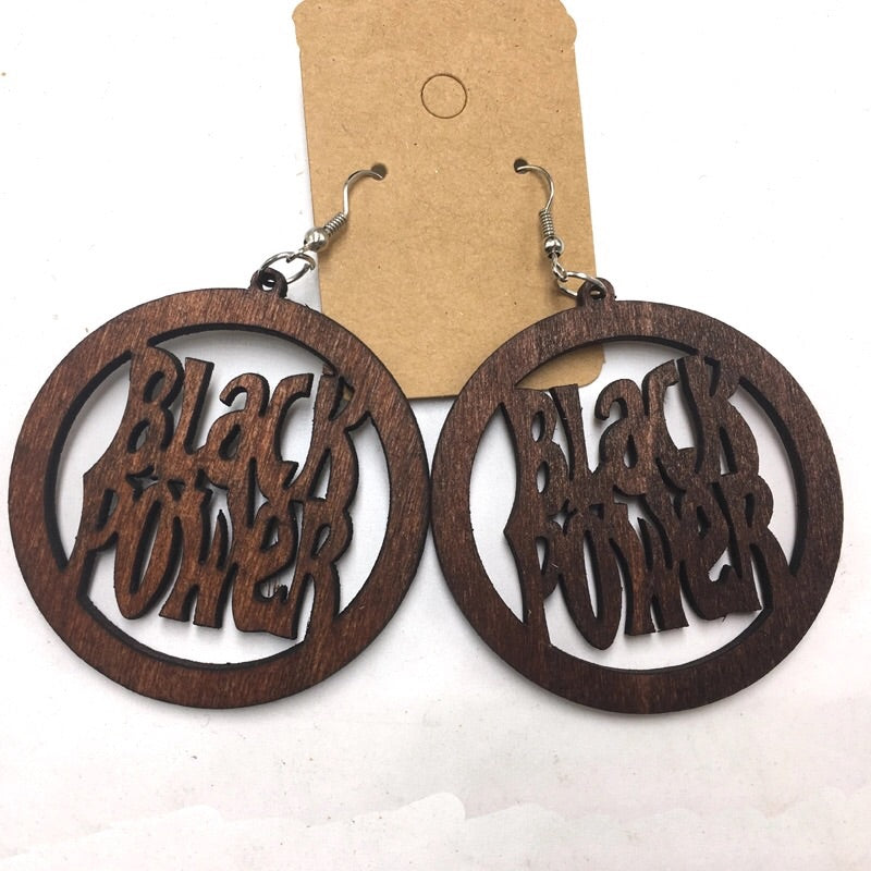 Black Power Circle Earrings