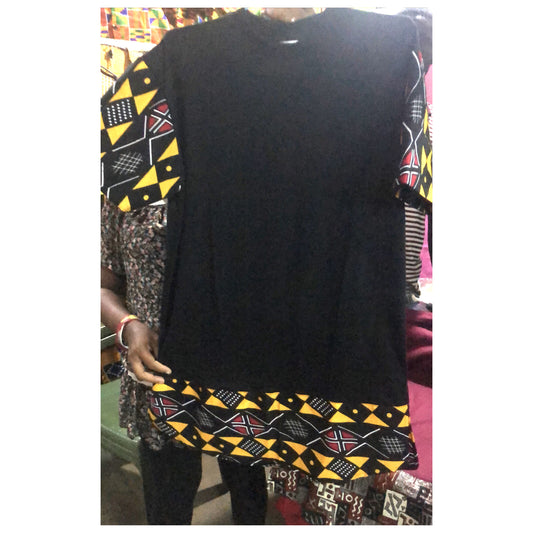 Black African print t-shirt - Extra Large