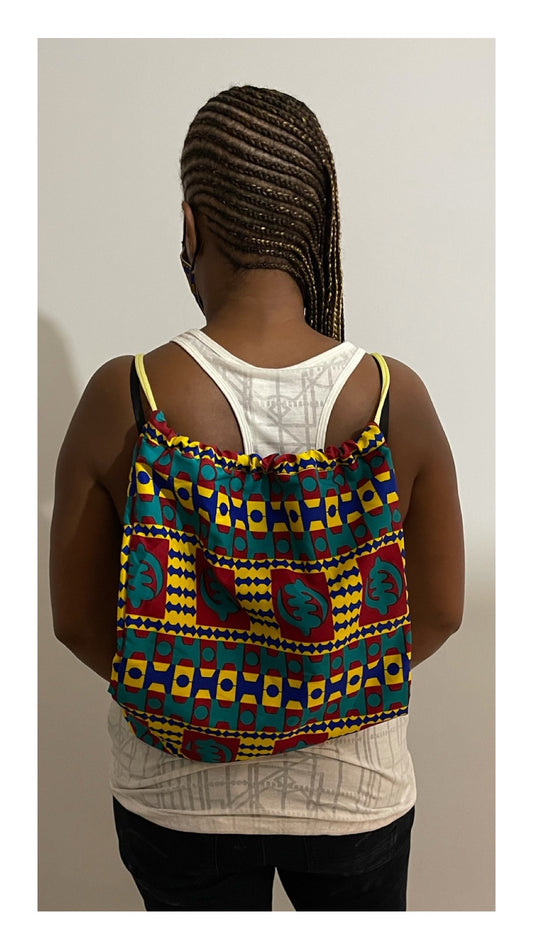 Drawstring bag - African fabric bag