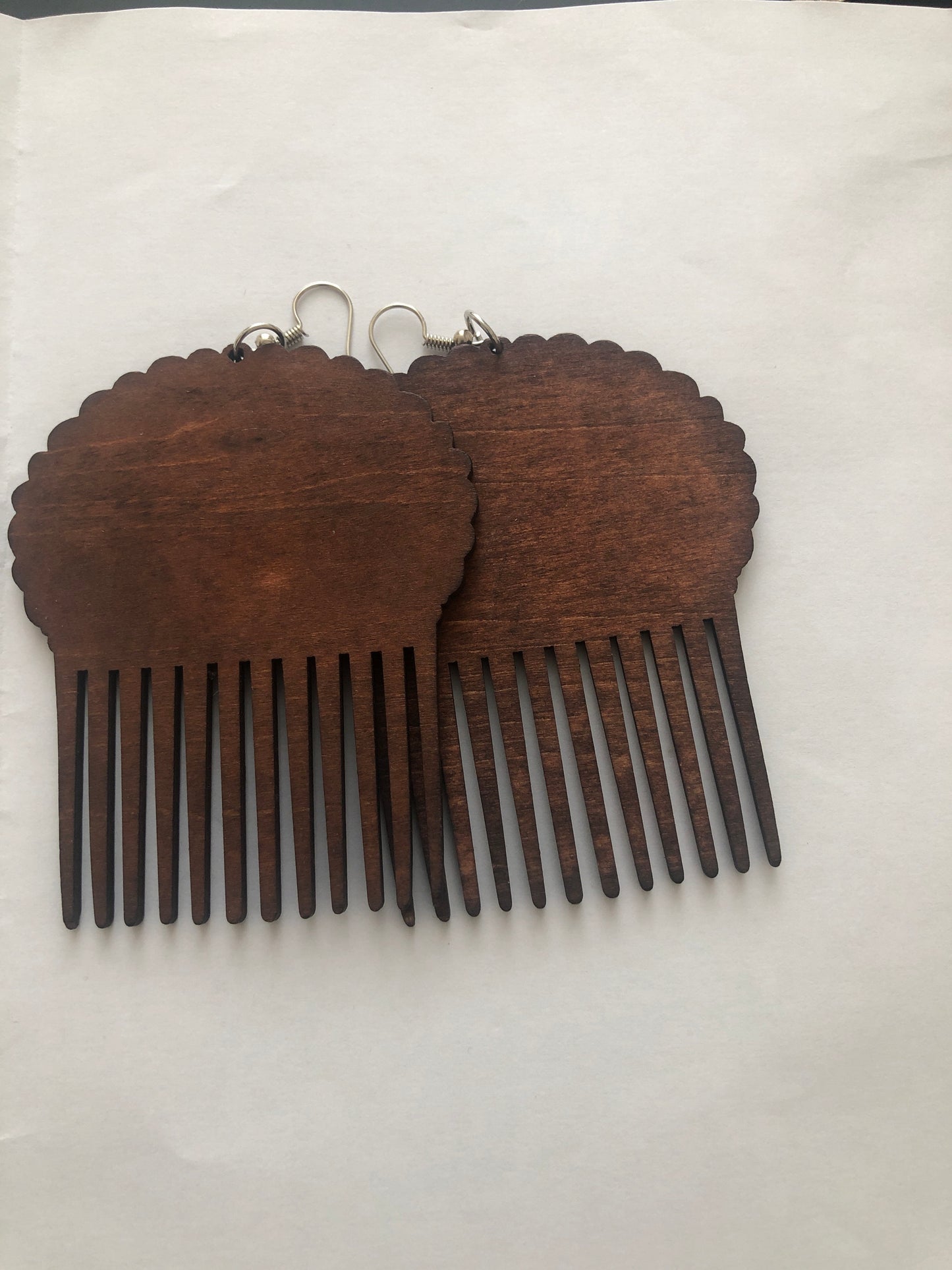 Brown - Afro puff wooden earrings