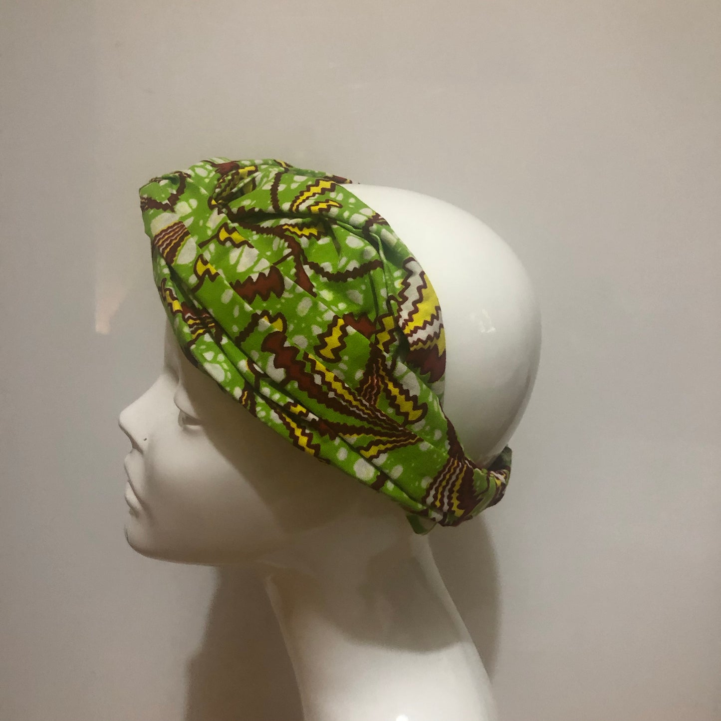 Green mix African print turban style headband