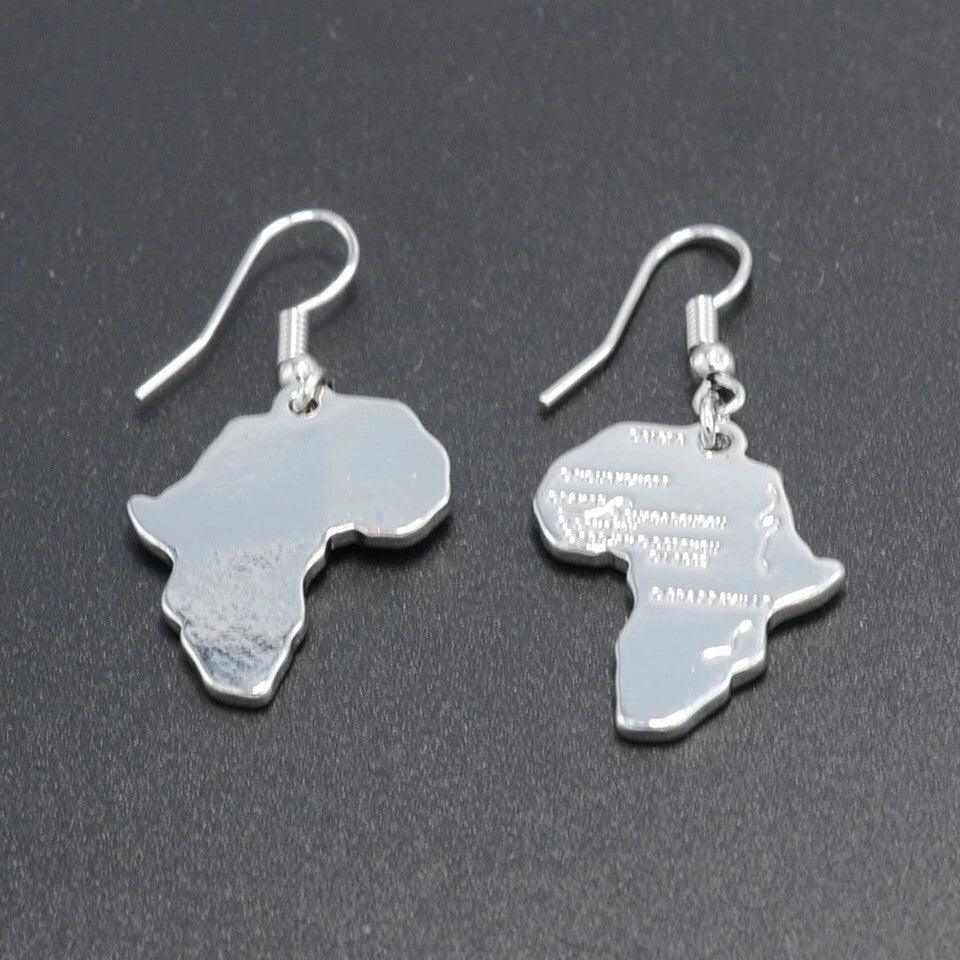 Africa shaped earrings - silver plated