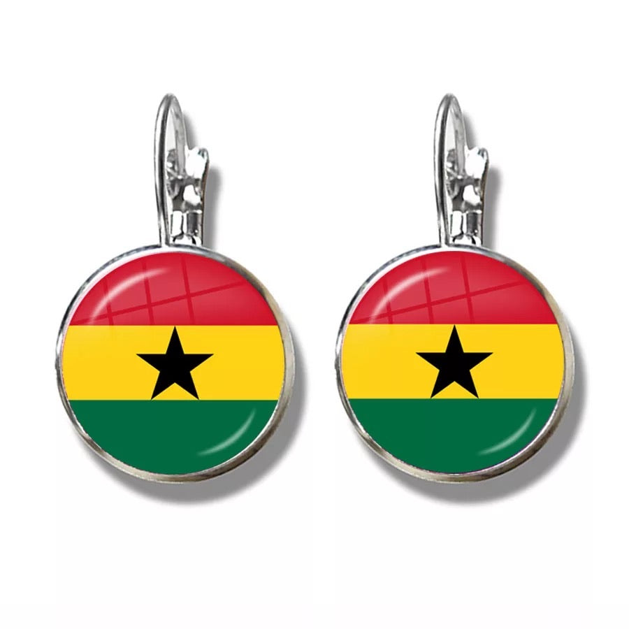 National Flag French Hook - Jamaica, Ghana, Barbados Earrings