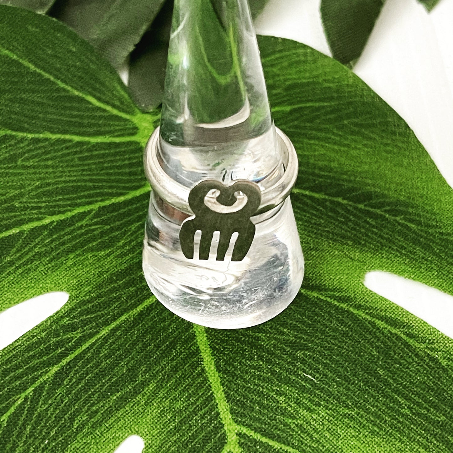 Silver Adinkra ring - Duafe