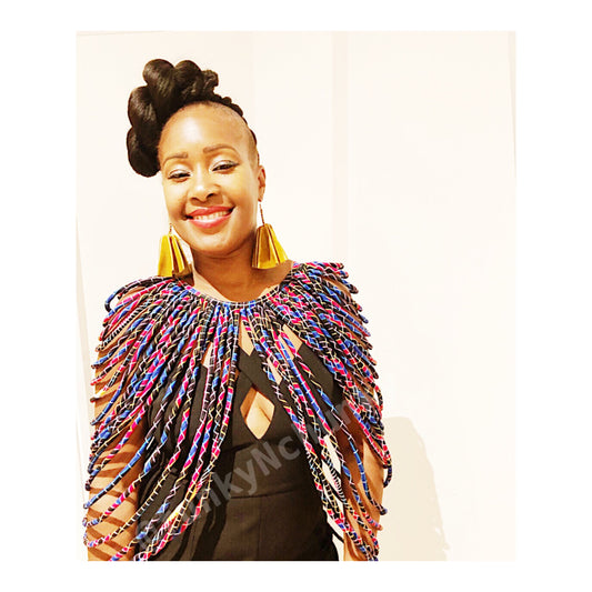 African Multi Strand - Handmade Cape Necklaces (black, blue, yellow and red)