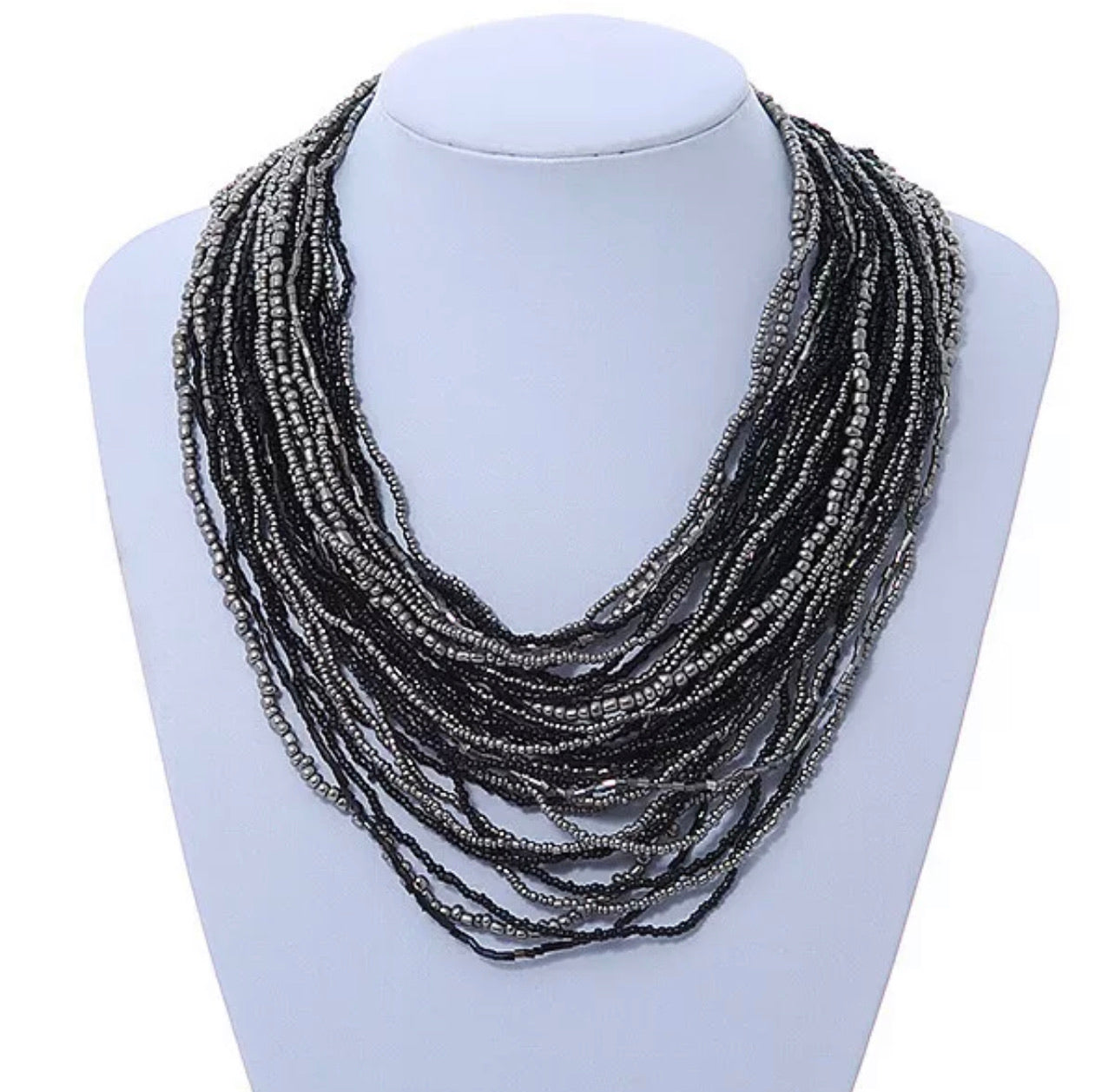 Multi strand Glass Bead statement necklace