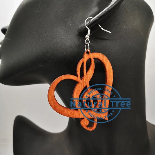 music symbol wooden earring (Treble Clef)